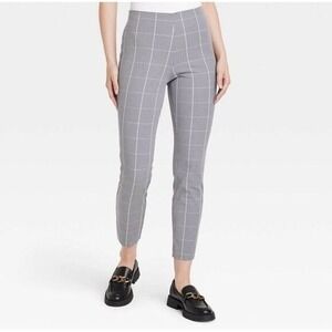 A‎ New Day Ankle Pants Womens 17 Stretchy Gray Plaid High Rise luxury